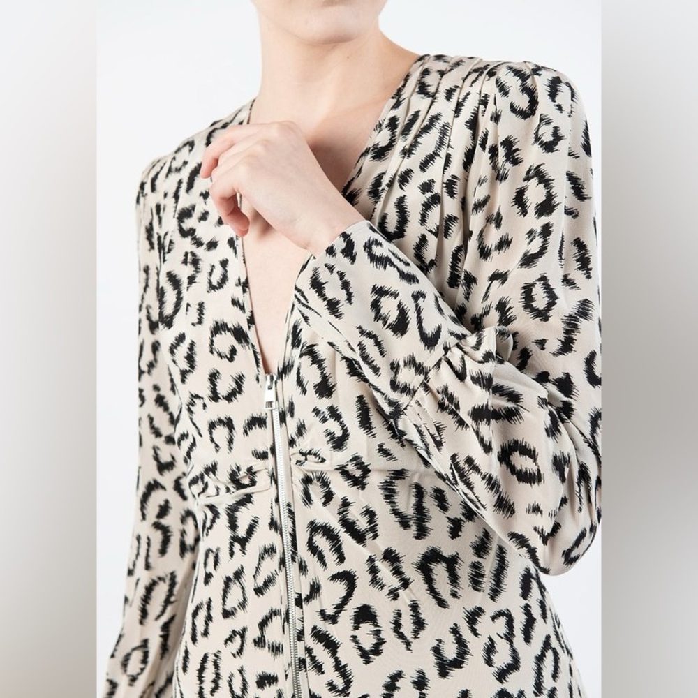 A.L.C. Asymmetrical Leopard Print Dress - Black and White - Picture 3 of 14